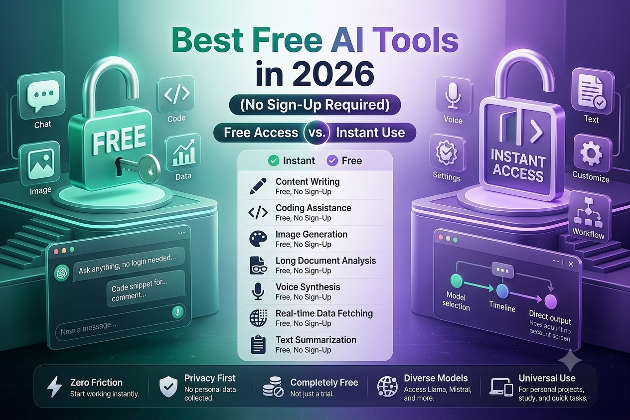 Best Free AI Tools in 2026 (No Sign-Up Required)